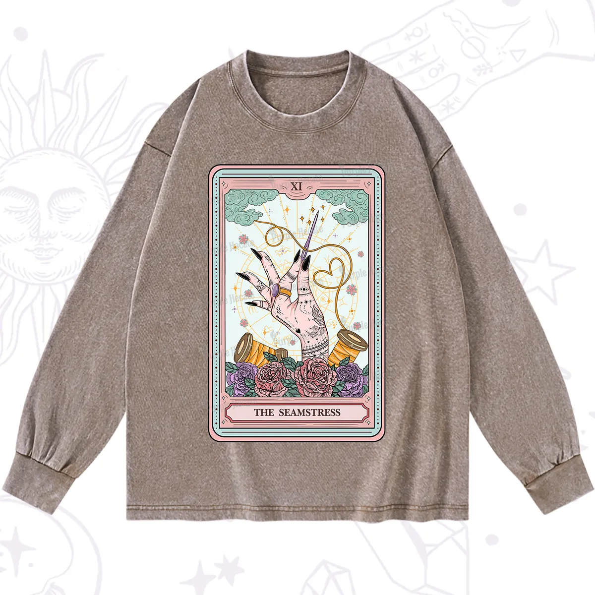 Purplehecate The Seamstress Tarot Washed Long Sleeve Shirt