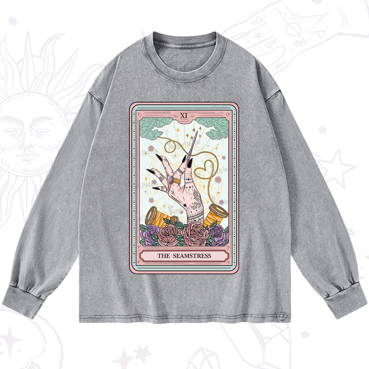 Purplehecate The Seamstress Tarot Washed Long Sleeve Shirt