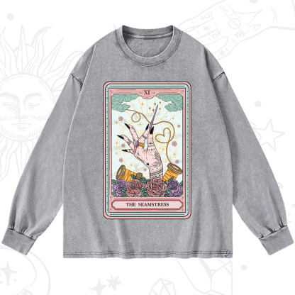 Purplehecate The Seamstress Tarot Washed Long Sleeve Shirt