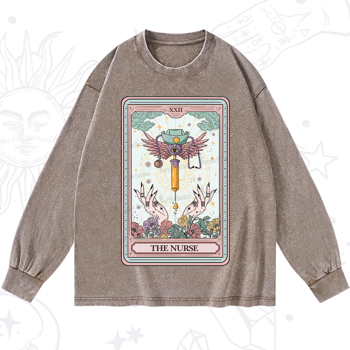 Purplehecate The ER Nurse Tarot Washed Long Sleeve Shirt