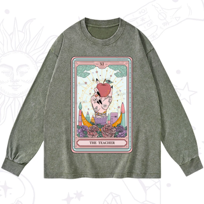 Purplehecate The Teacher Tarot Washed Long Sleeve Shirt