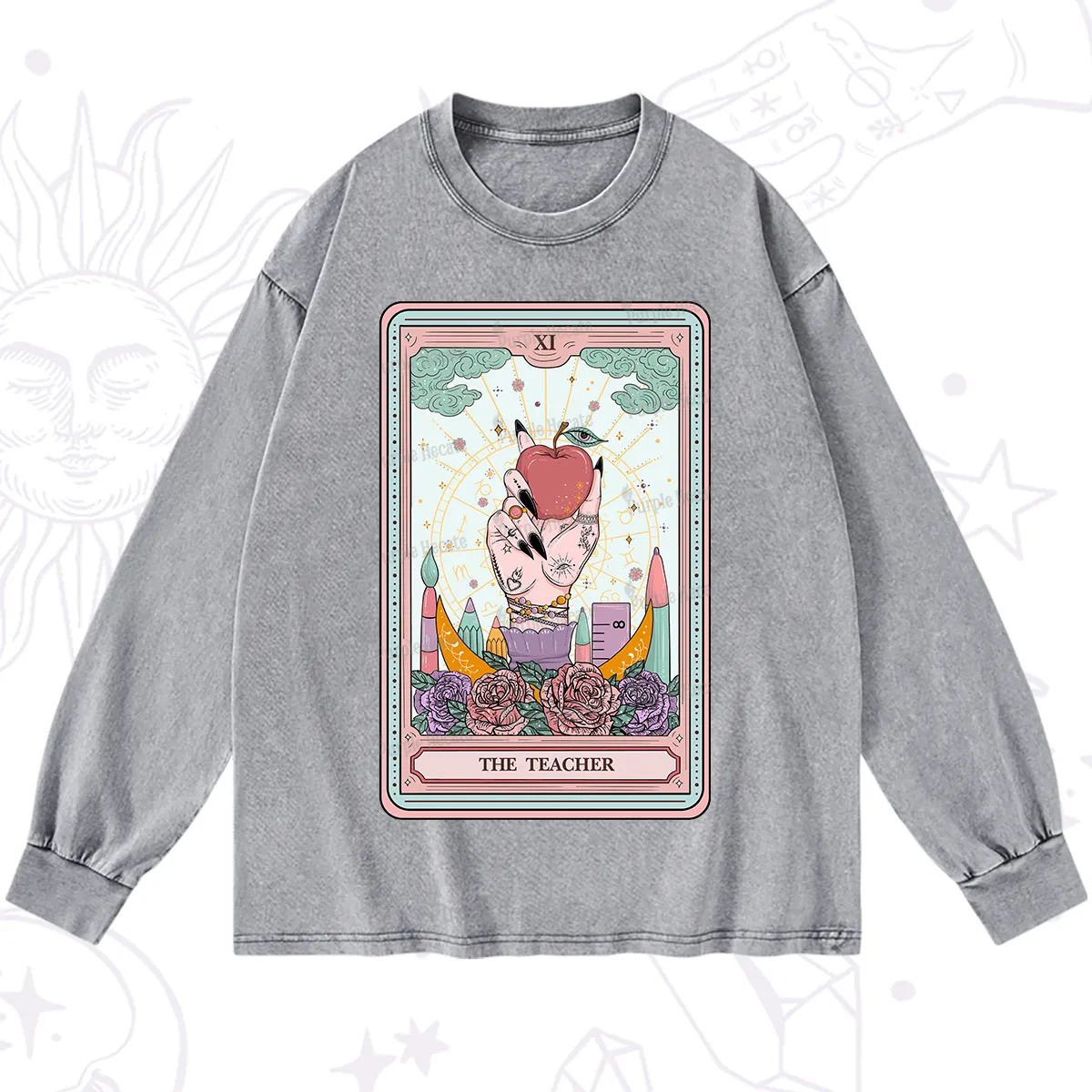Purplehecate The Teacher Tarot Washed Long Sleeve Shirt