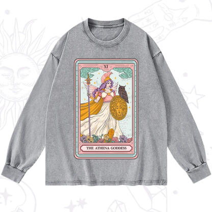 Purplehecate The Athena Goddess Tarot Washed Long Sleeve Shirt