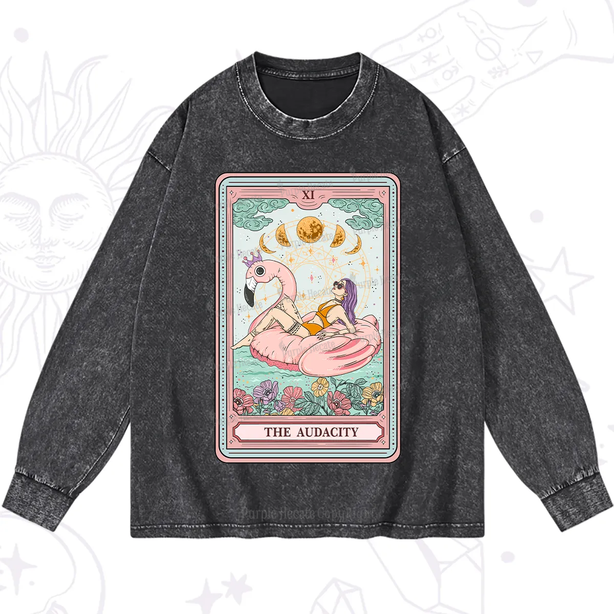 Purplehecate The Vacation Audacity Tarot Washed Long Sleeve Shirt