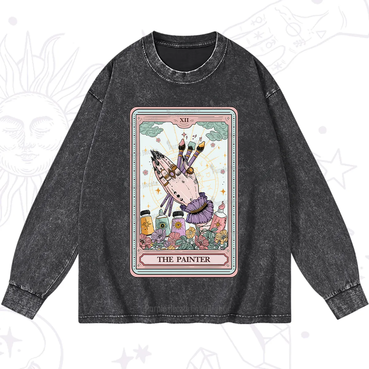 Purplehecate The Occult Painter Tarot Washed Long Sleeve Shirt