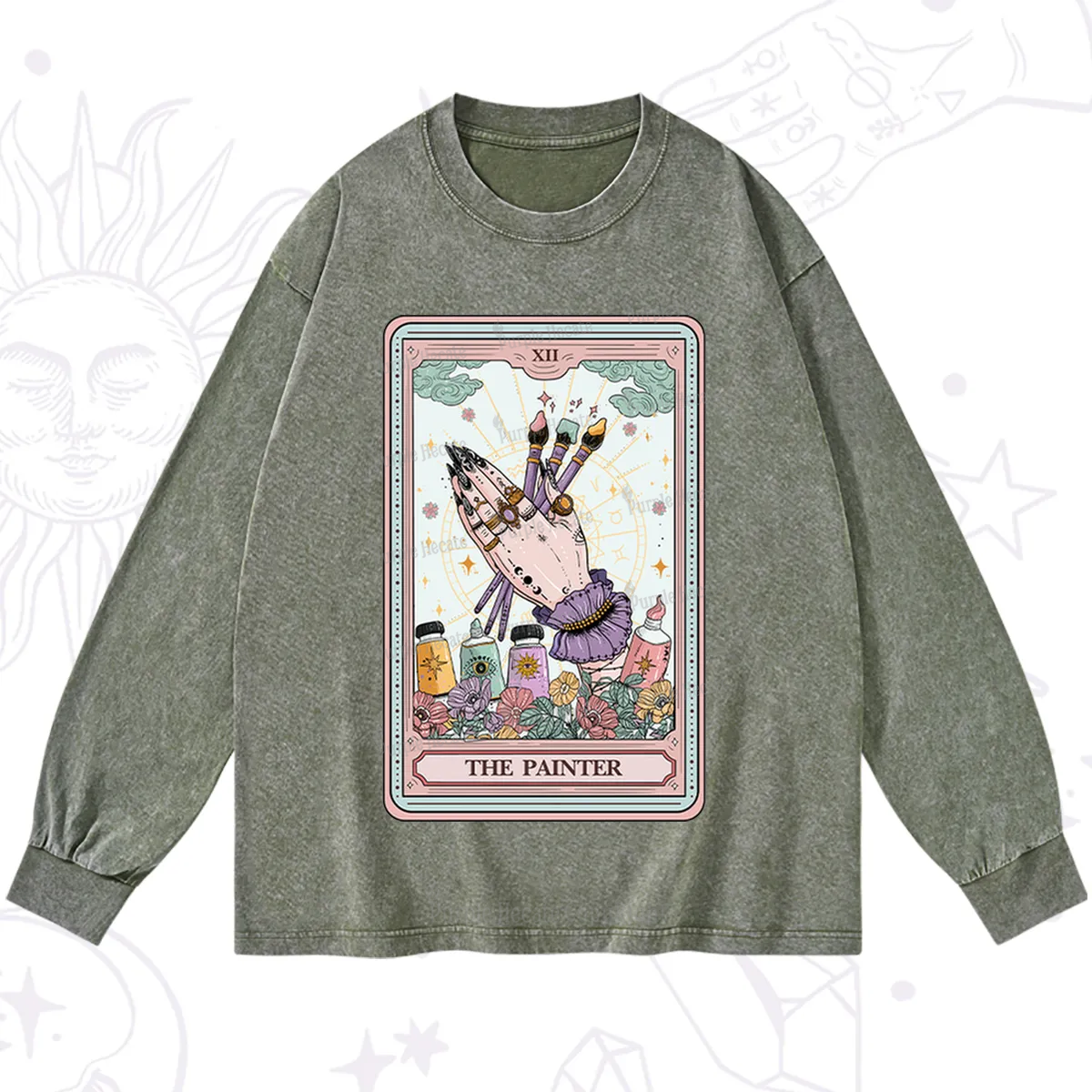 Purplehecate The Occult Painter Tarot Washed Long Sleeve Shirt