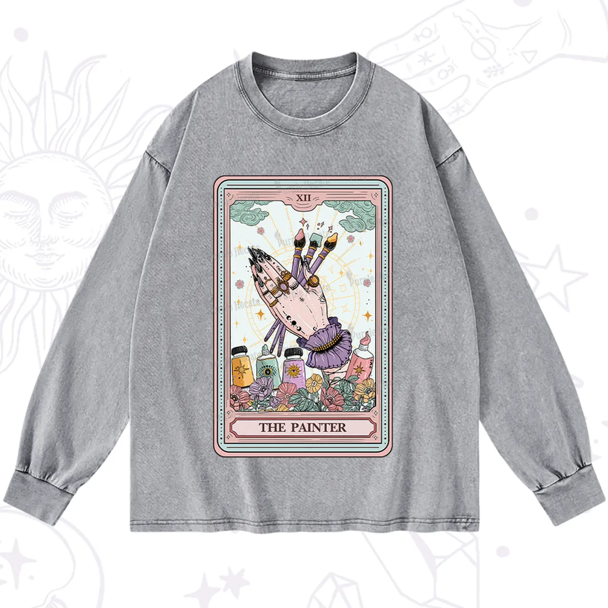 Purplehecate The Occult Painter Tarot Washed Long Sleeve Shirt