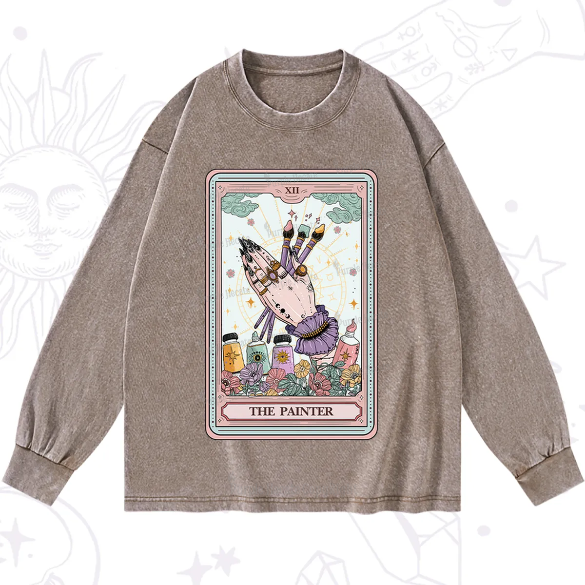 Purplehecate The Occult Painter Tarot Washed Long Sleeve Shirt