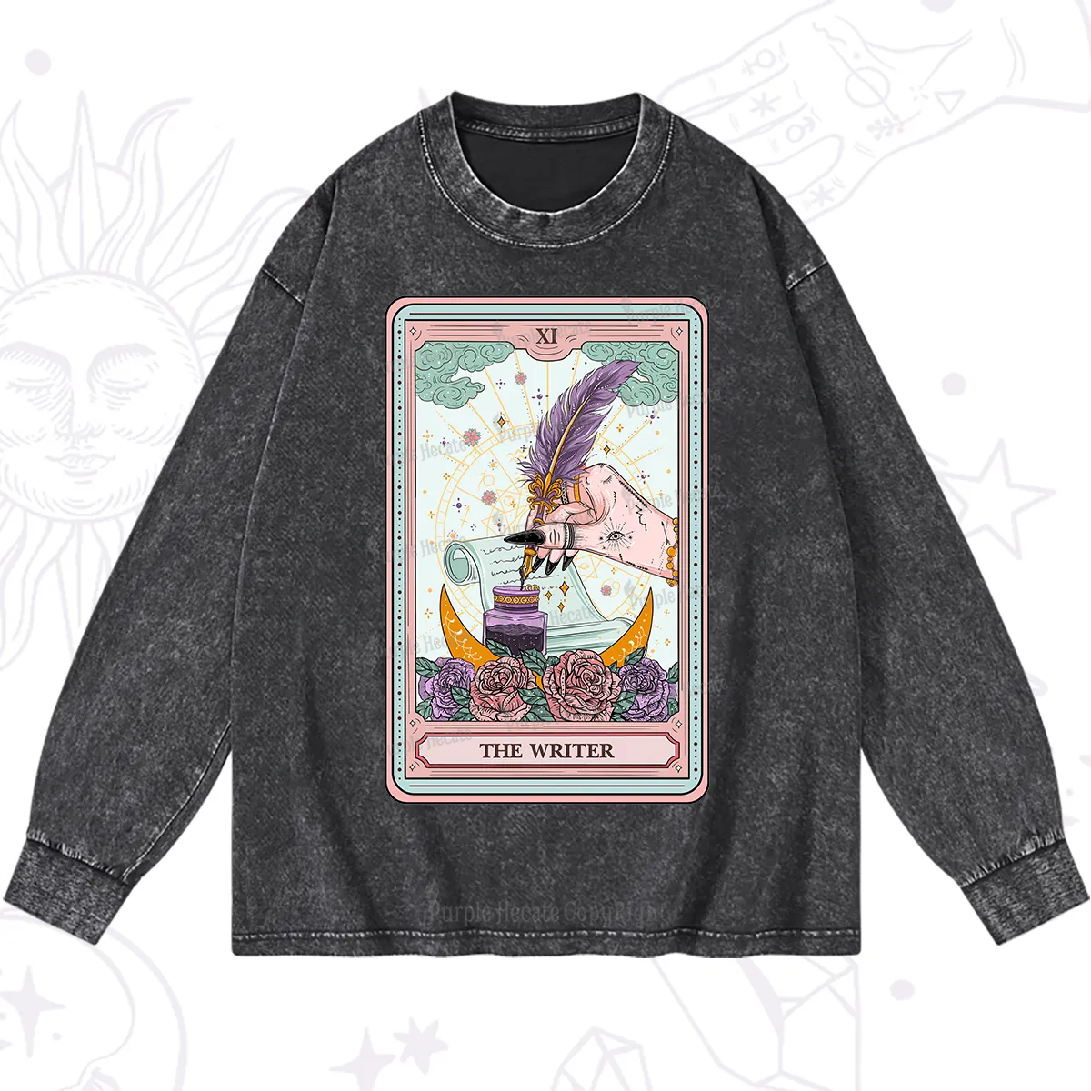 Purplehecate The Writer Tarot Washed Long Sleeve Shirt