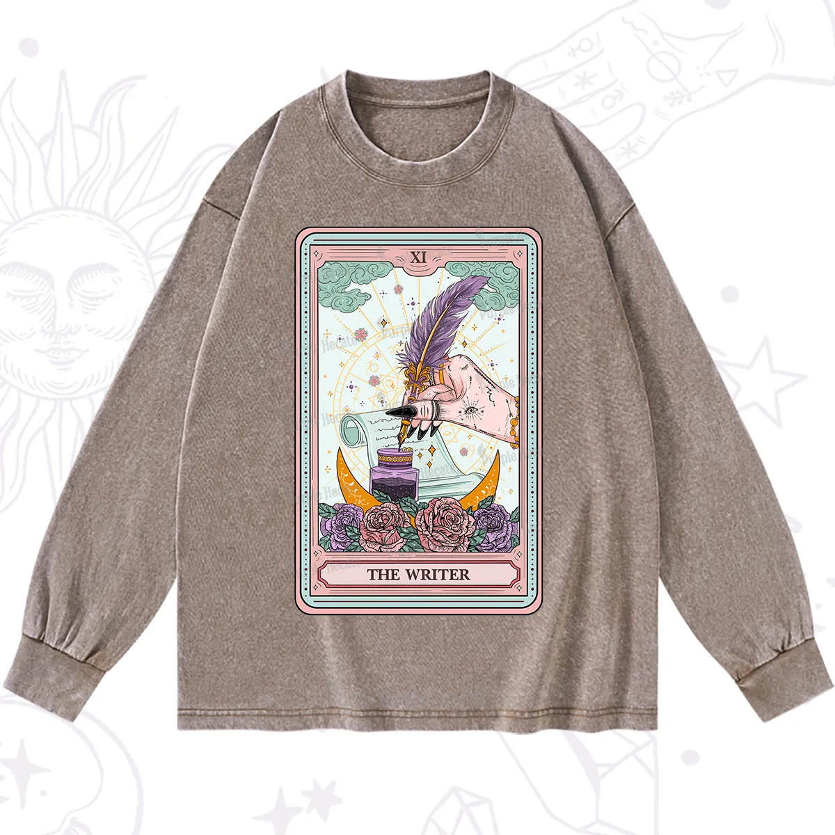 Purplehecate The Writer Tarot Washed Long Sleeve Shirt