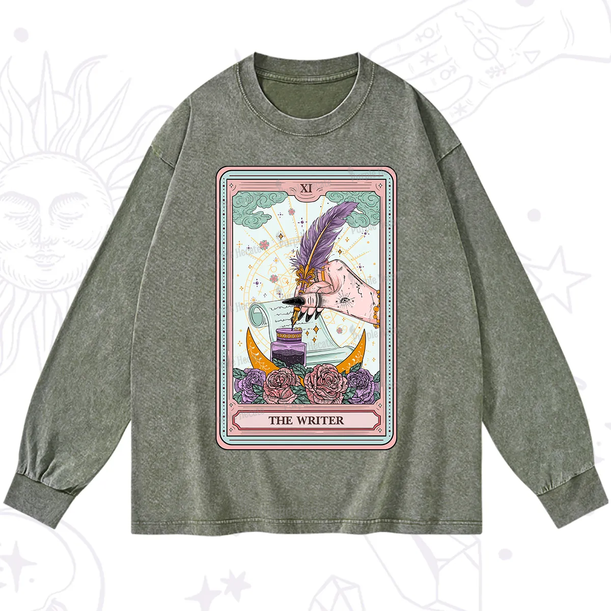 Purplehecate The Writer Tarot Washed Long Sleeve Shirt