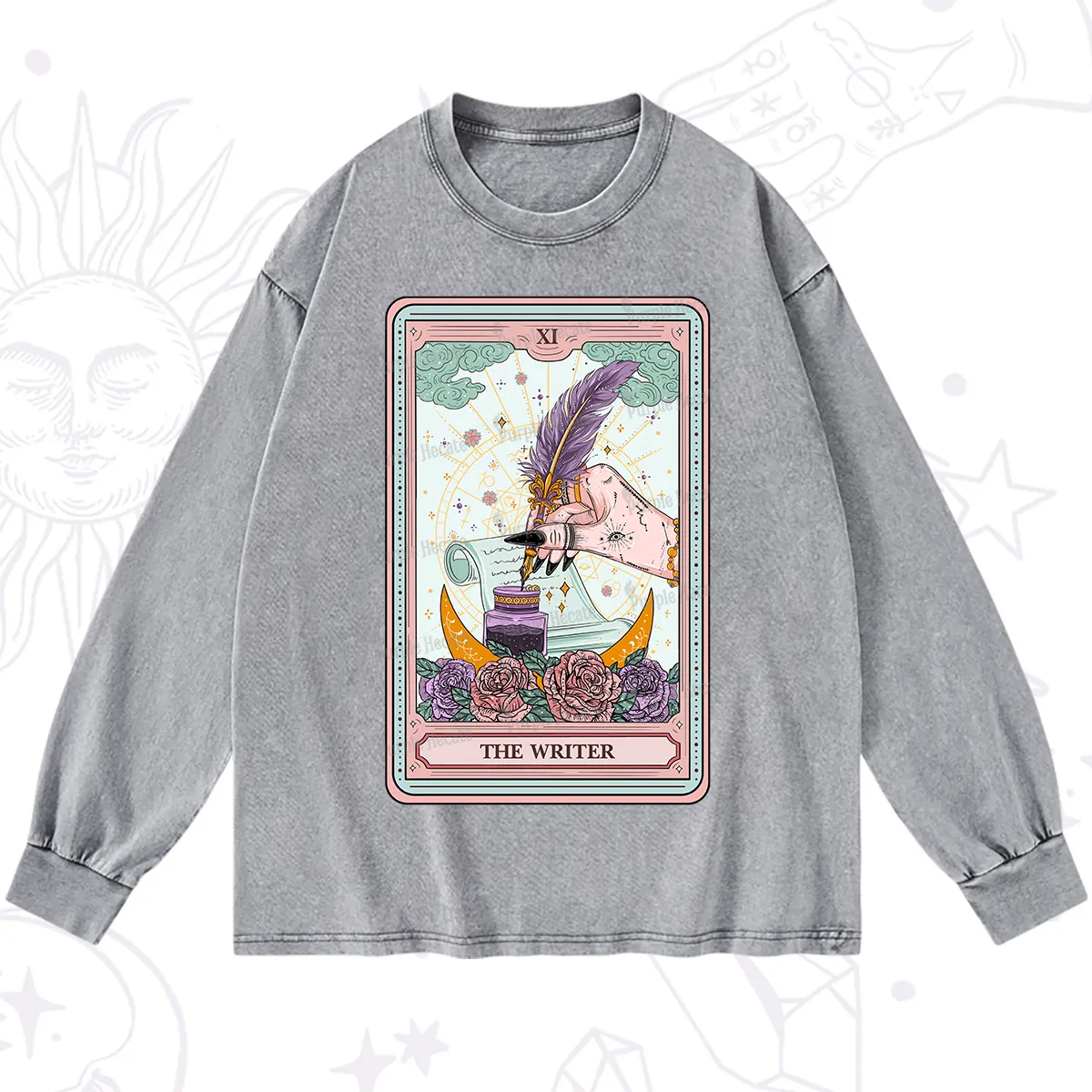 Purplehecate The Writer Tarot Washed Long Sleeve Shirt