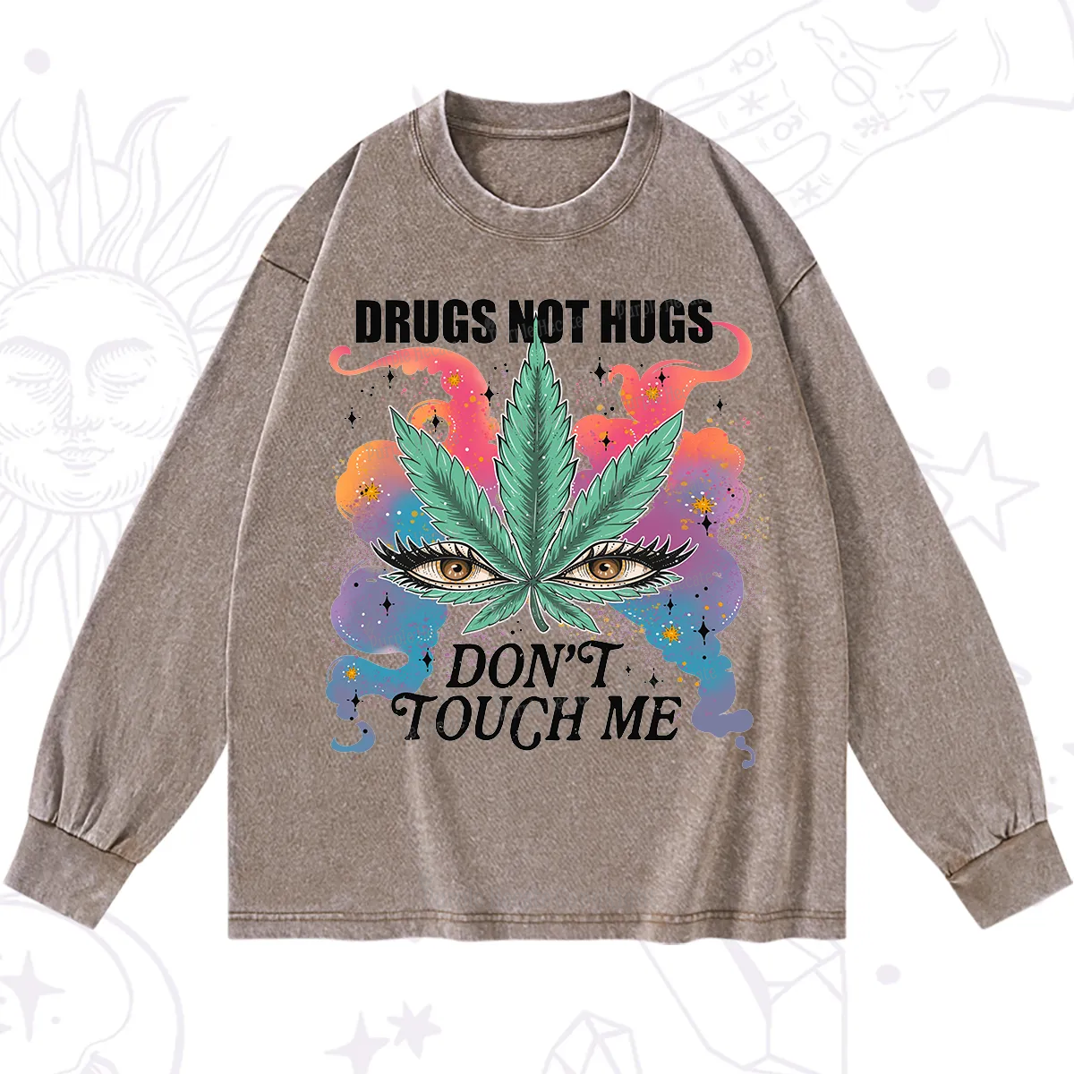 Purplehecate Drugs Not Hugs Washed Long Sleeve Shirt