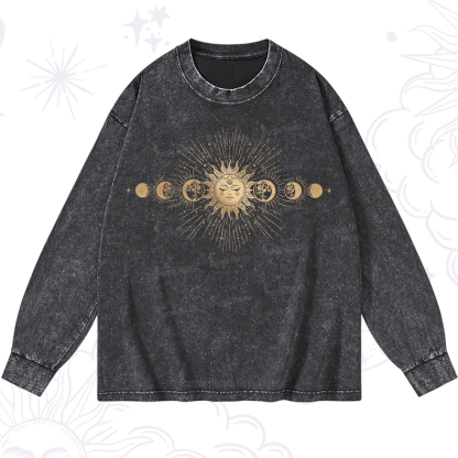 Purplehecate Mystical Moon And Sun Washed Long Sleeve Shirt