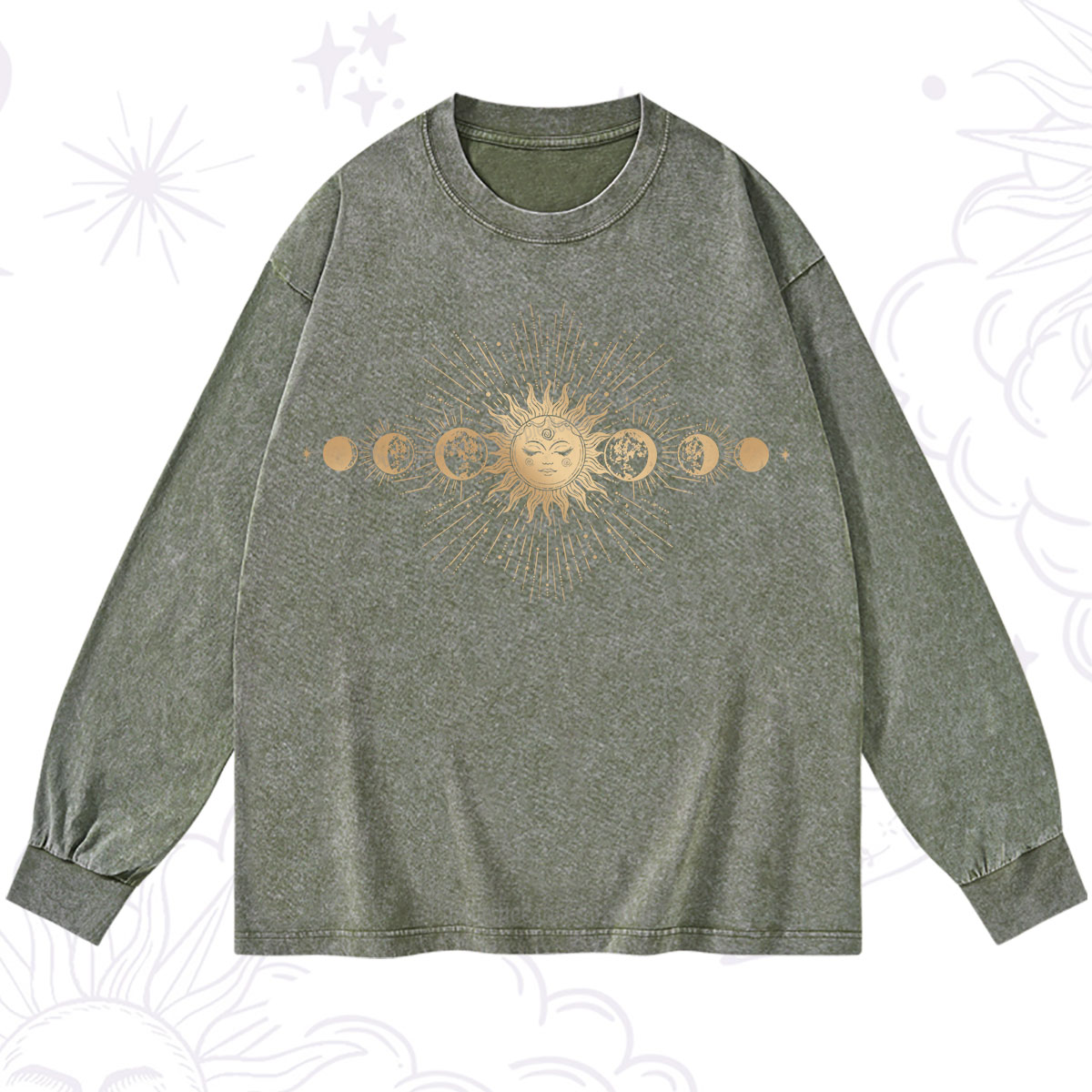 Purplehecate Mystical Moon And Sun Washed Long Sleeve Shirt