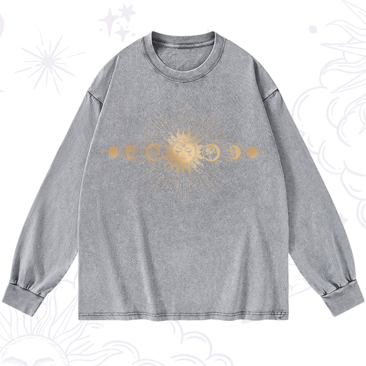 Purplehecate Mystical Moon And Sun Washed Long Sleeve Shirt