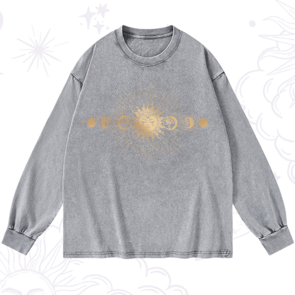 Purplehecate Mystical Moon And Sun Washed Long Sleeve Shirt