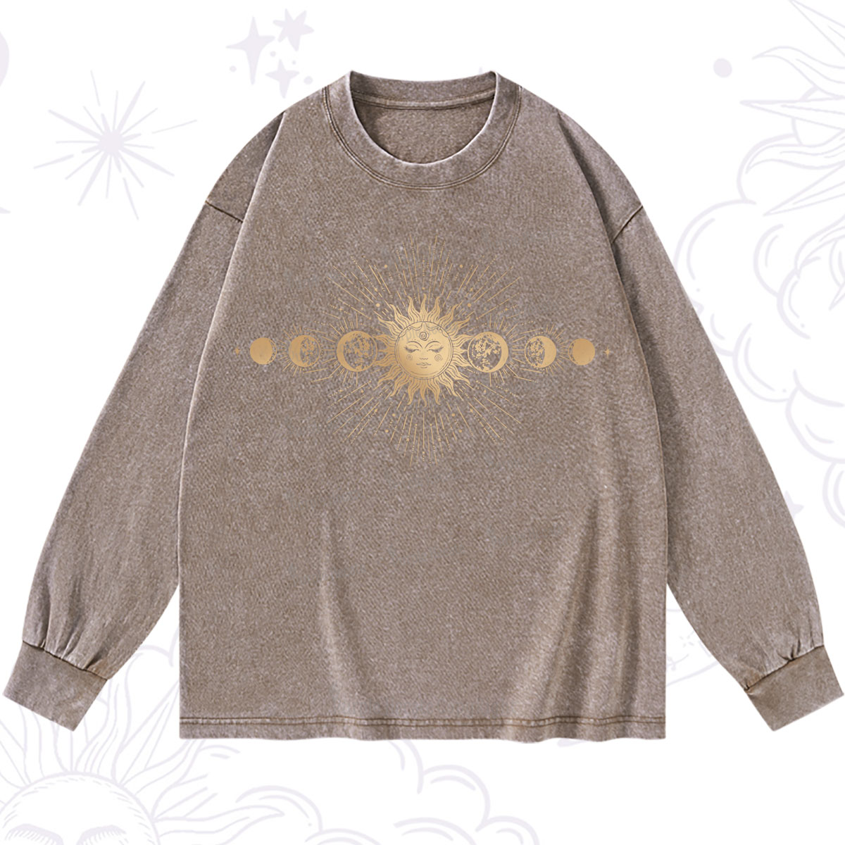 Purplehecate Mystical Moon And Sun Washed Long Sleeve Shirt