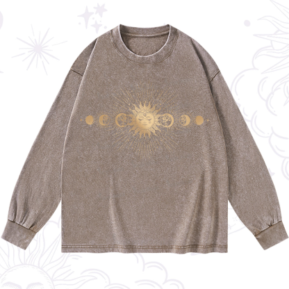 Purplehecate Mystical Moon And Sun Washed Long Sleeve Shirt