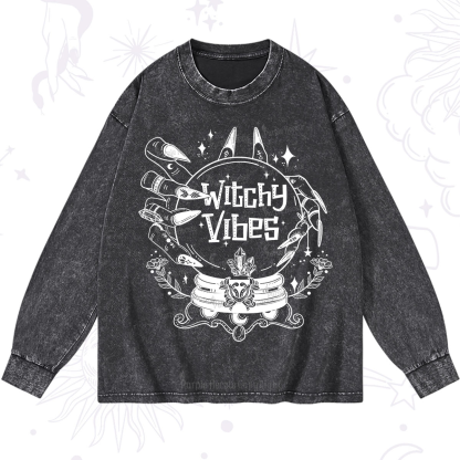 Purplehecate Witchy Vibes Washed Long Sleeve Shirt