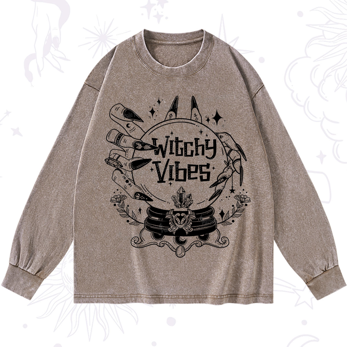 Purplehecate Witchy Vibes Washed Long Sleeve Shirt