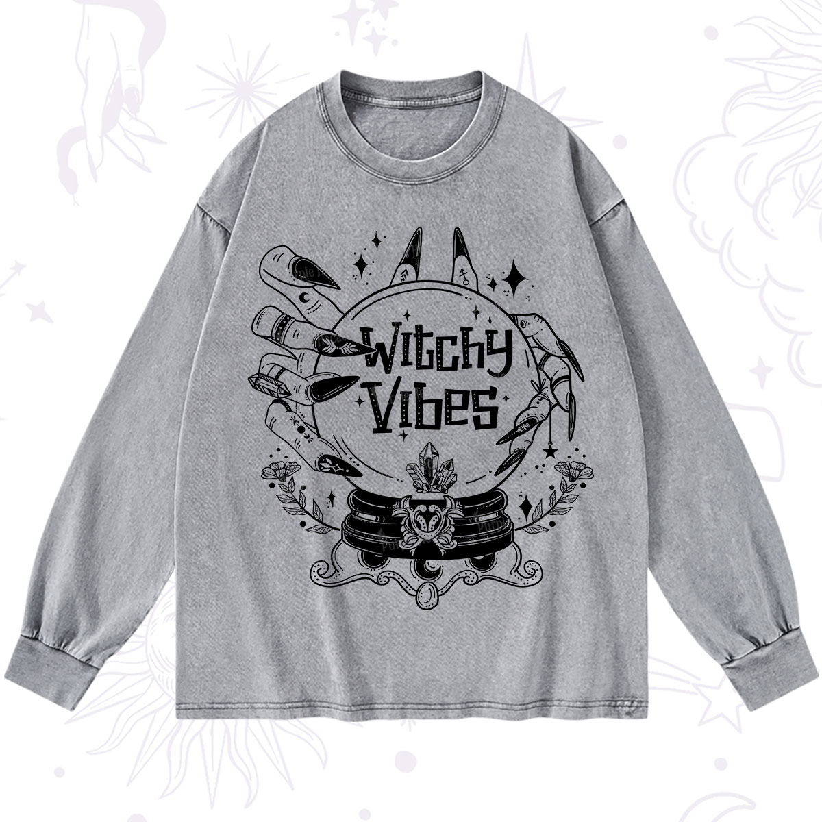 Purplehecate Witchy Vibes Washed Long Sleeve Shirt