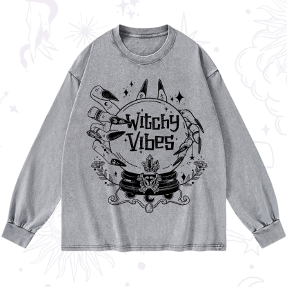 Purplehecate Witchy Vibes Washed Long Sleeve Shirt