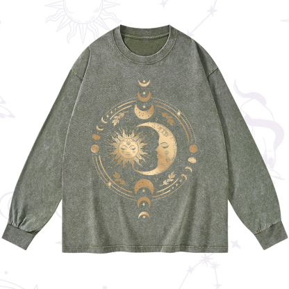 Purplehecate Celestial Sun and Moon Washed Long Sleeve Shirt