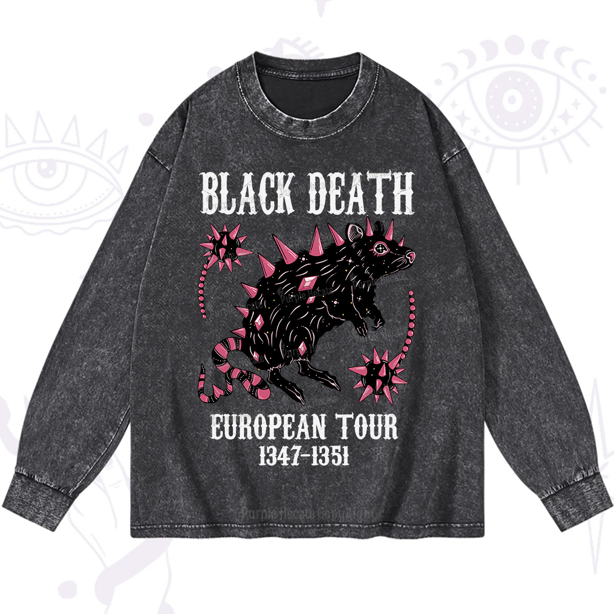 Purplehecate Black Death Washed Long Sleeve Shirt