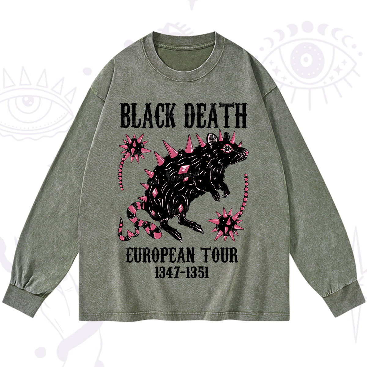 Purplehecate Black Death Washed Long Sleeve Shirt
