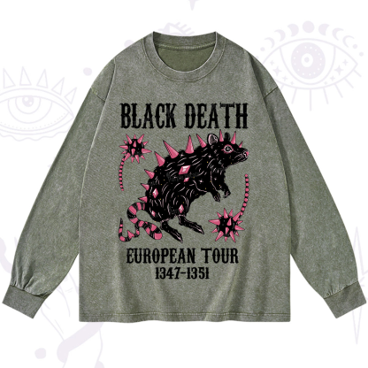 Purplehecate Black Death Washed Long Sleeve Shirt