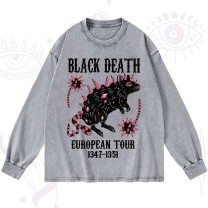 Purplehecate Black Death Washed Long Sleeve Shirt