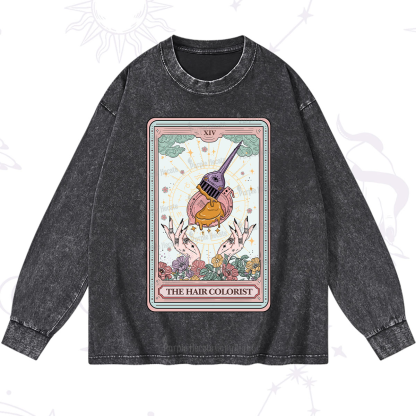 Purplehecate The Hail Colorist Tarot Card Washed Long Sleeve Shirt