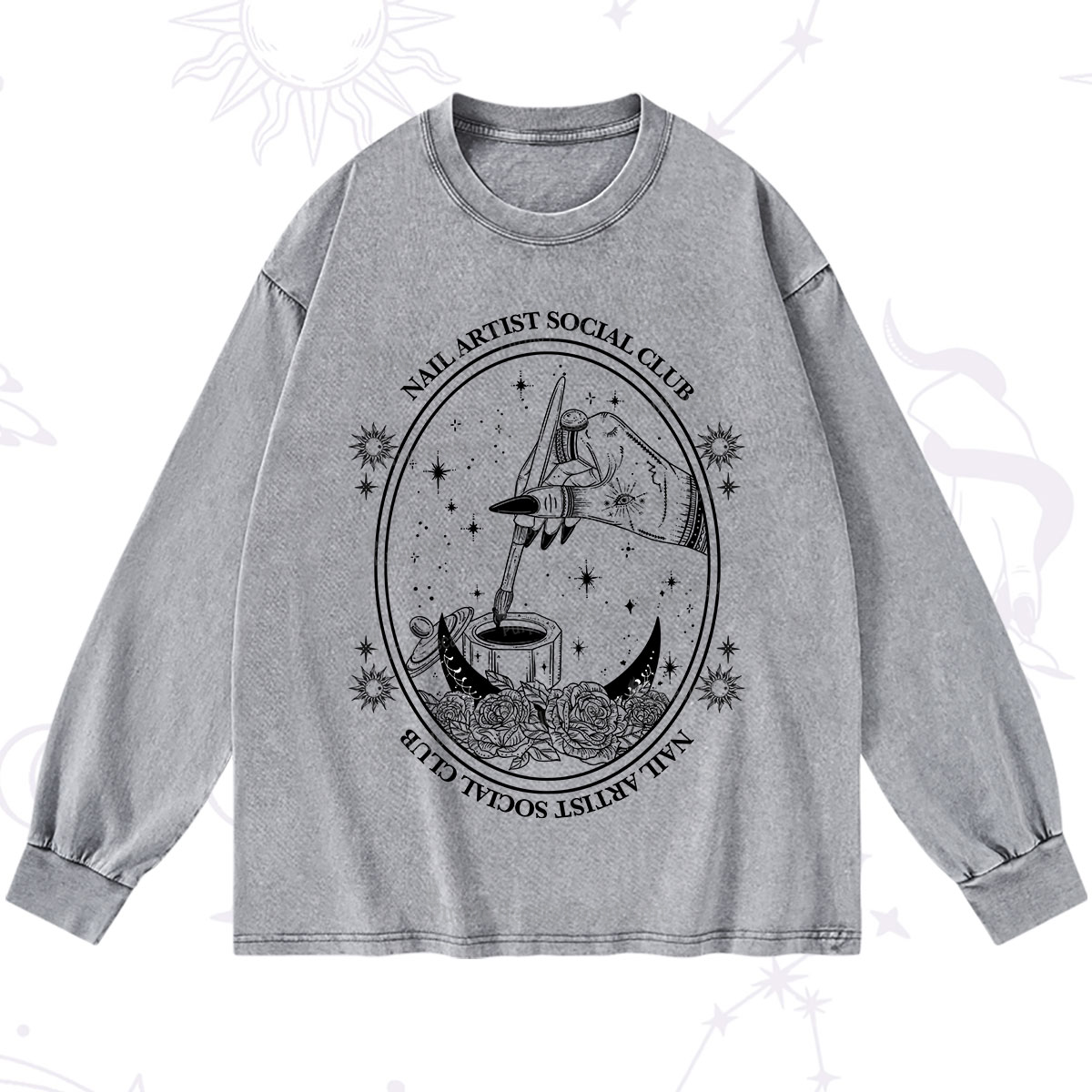 Purplehecate Nail Artist Social Club Washed Long Sleeve Shirt