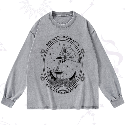Purplehecate Nail Artist Social Club Washed Long Sleeve Shirt