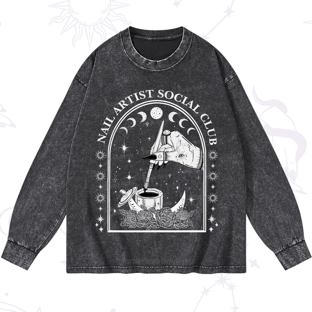 Purplehecate Nail Artist Club Collective Washed Long Sleeve Shirt