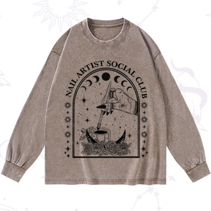 Purplehecate Nail Artist Club Collective Washed Long Sleeve Shirt
