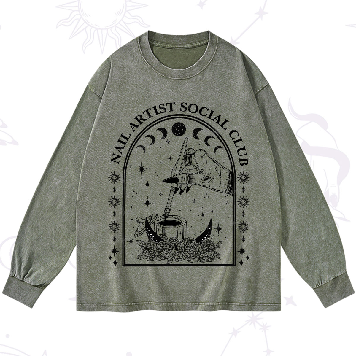 Purplehecate Nail Artist Club Collective Washed Long Sleeve Shirt