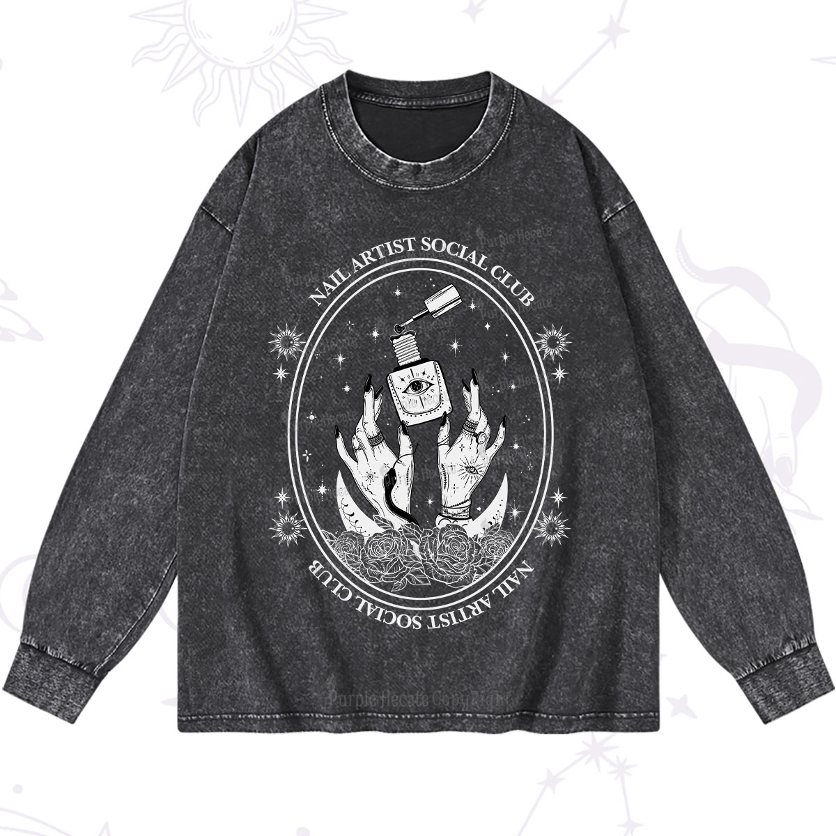 Purplehecate Nail Artist Club Washed Long Sleeve Shirt