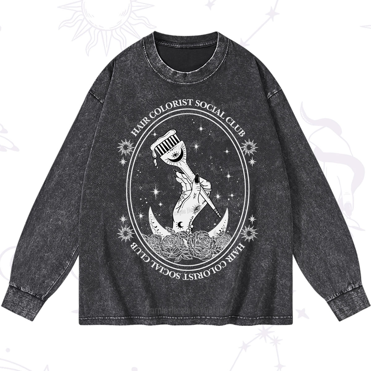 Purplehecate Hair Colorist Social Club Washed Long Sleeve Shirt