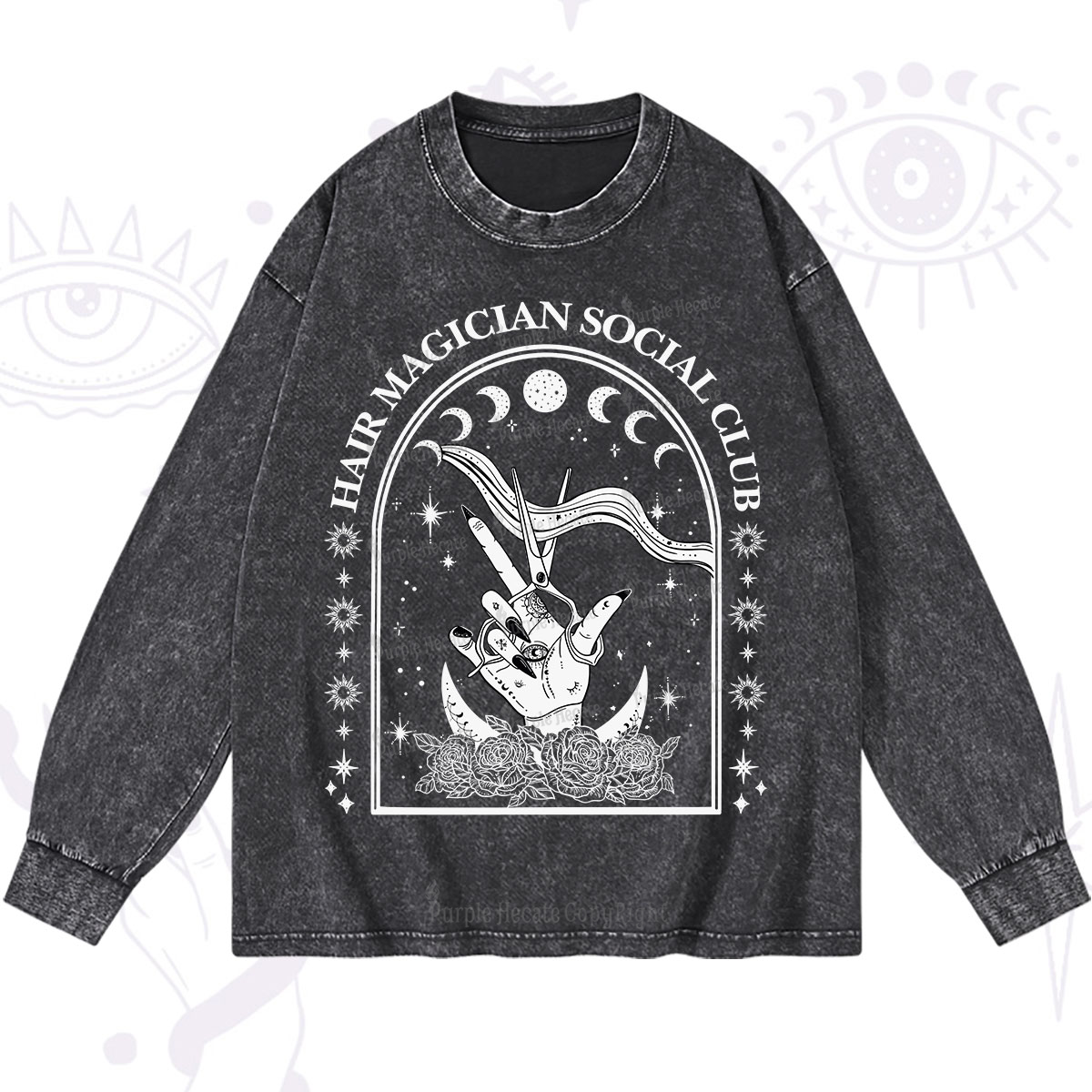 Purplehecate Hair Magician Social Club Collective Washed Long Sleeve Shirt