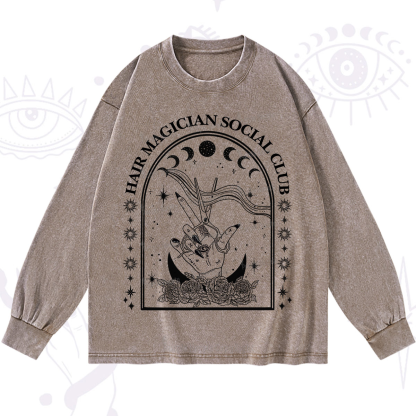 Purplehecate Hair Magician Social Club Collective Washed Long Sleeve Shirt