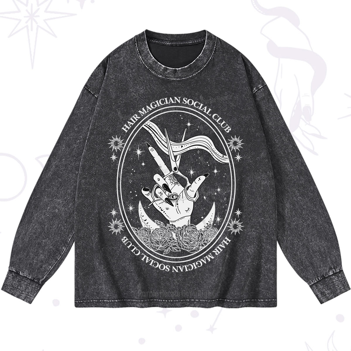 Purplehecate Hair Magician Social Club Washed Long Sleeve Shirt