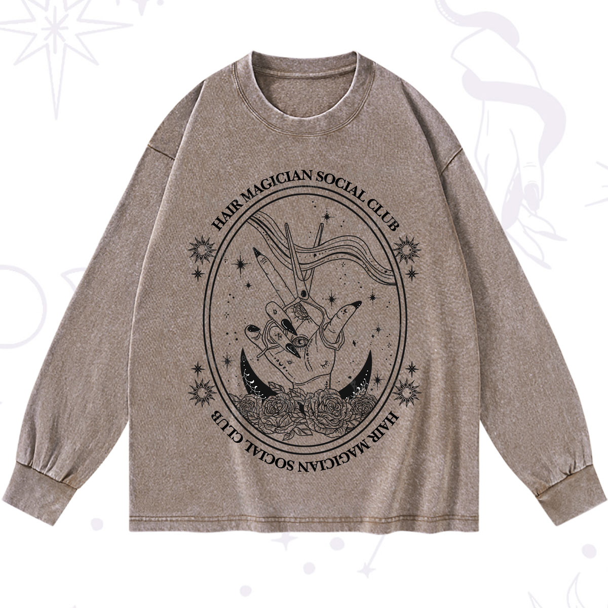 Purplehecate Hair Magician Social Club Washed Long Sleeve Shirt