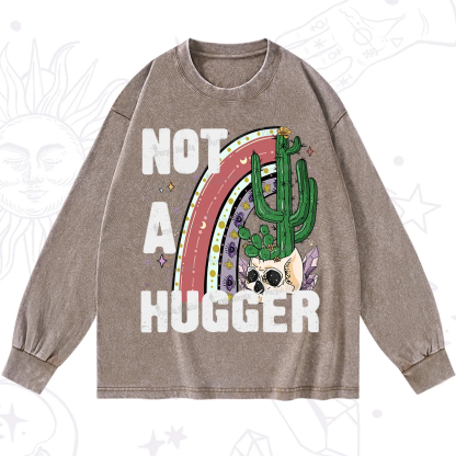 Purplehecate Not A Hugger Washed Long Sleeve Shirt