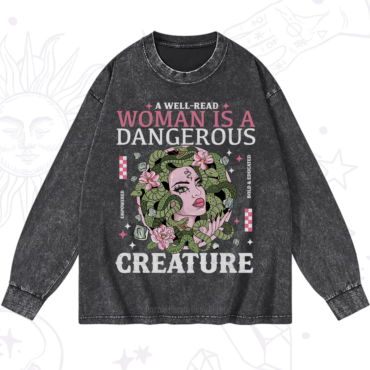 Purplehecate A Well Read Woman Is A Dangerous Washed Long Sleeve Shirt