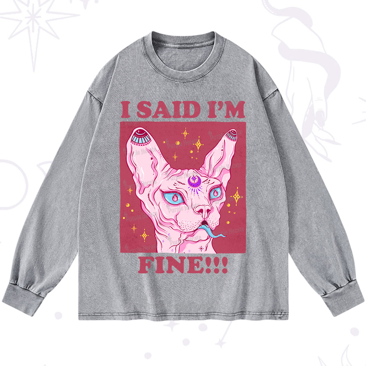 Purplehecate I Said I'm Fine Washed Long Sleeve Shirt