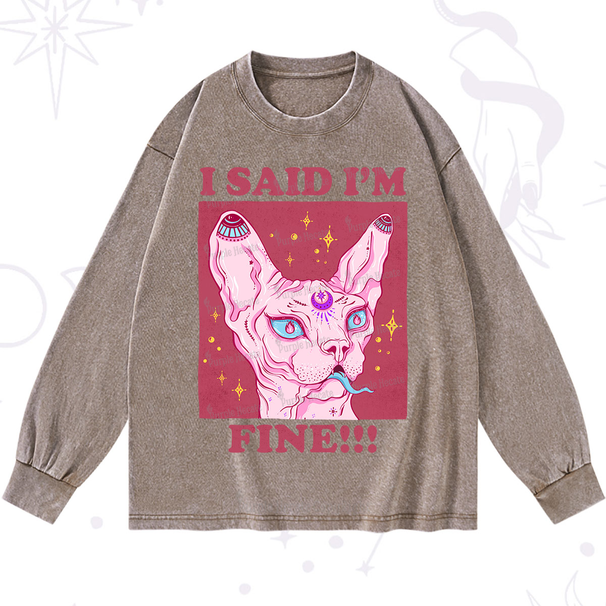 Purplehecate I Said I'm Fine Washed Long Sleeve Shirt