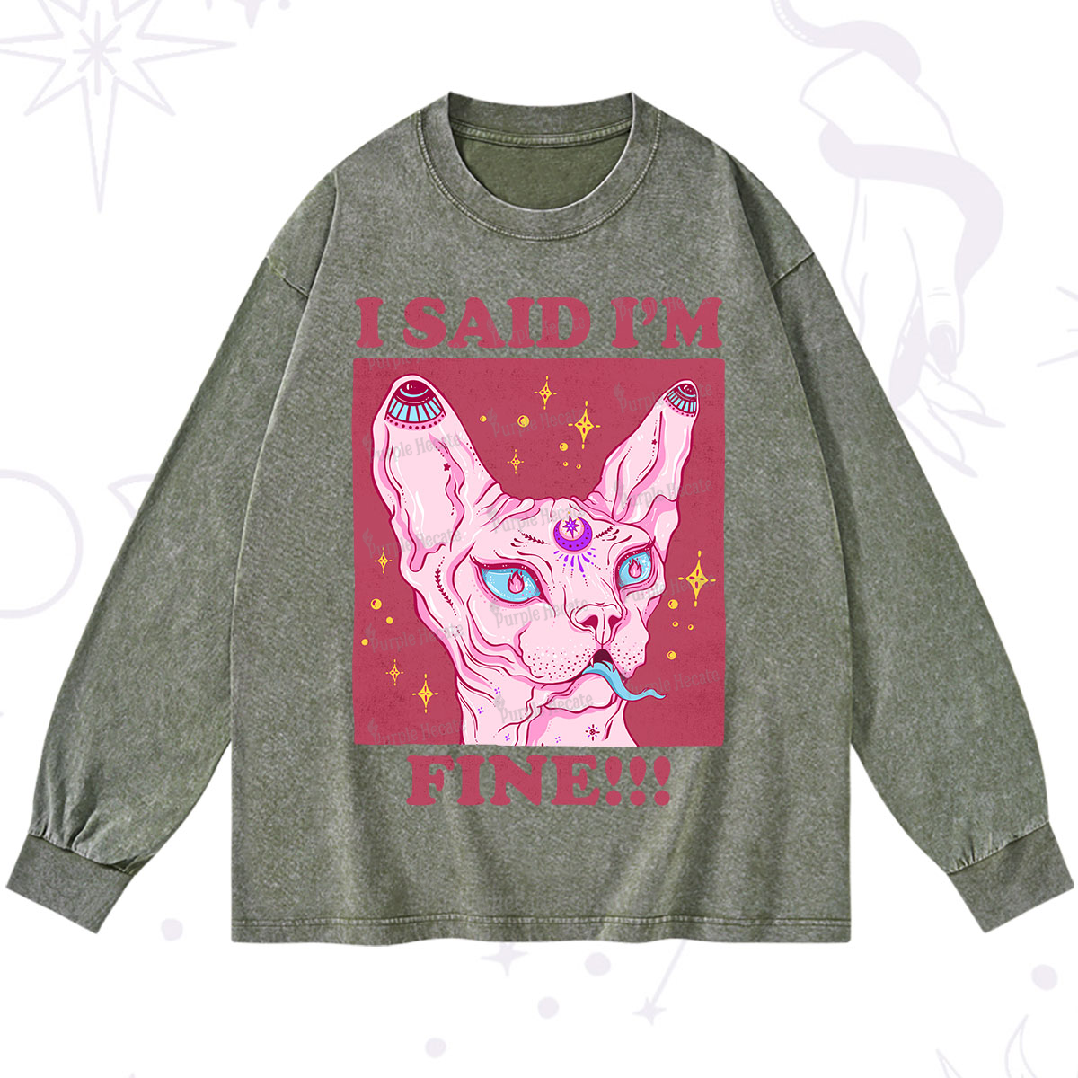 Purplehecate I Said I'm Fine Washed Long Sleeve Shirt