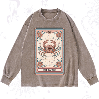 Purplehecate The Cancer Tarot Card Washed Long Sleeve Shirt